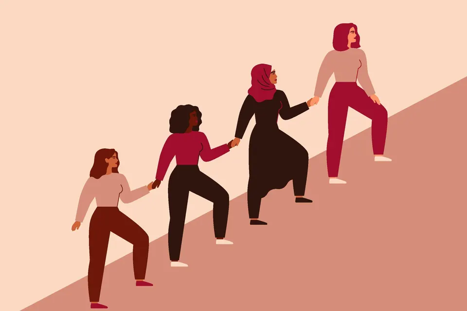 vector of women holding hands